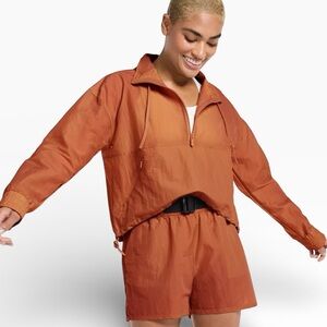 FLX Women’s XS Cropped Windbreaker Rust Color Half Zip Lightweight Jacket